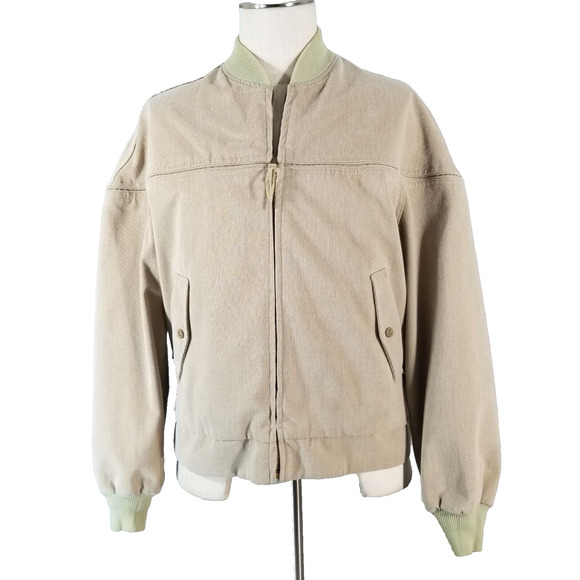 Vintage Sears Varsity Jacket Windbreaker Men's Large Corduroy Hipster Preppy - Picture 1 of 12